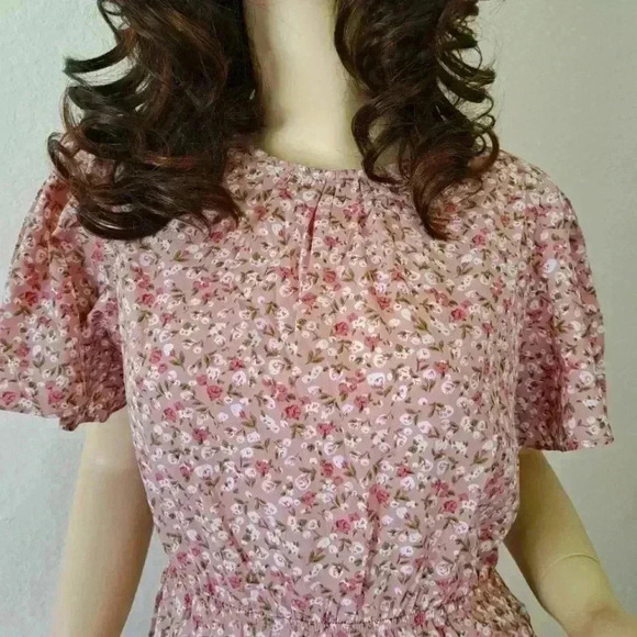 FLORAL DRESS WISHLIST DITSY  HANDKERCHIEF MAUVE MEDIUM - Picture 3 of 11